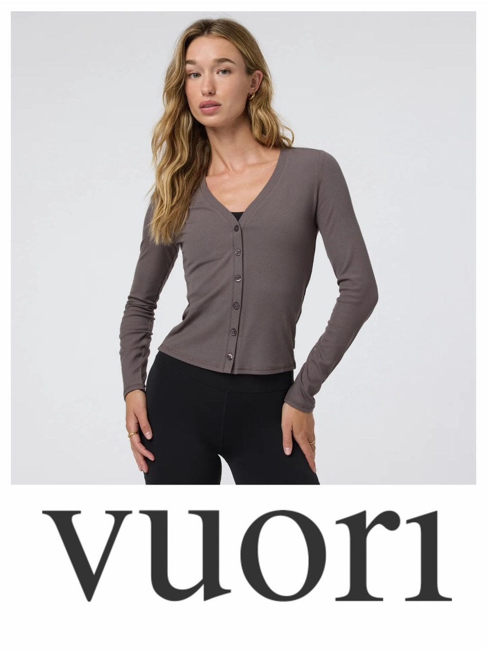 Vuori Long Sleeve Pose Cardigan in Chia- MEDIUM NWOT